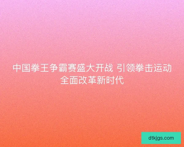 中国拳王争霸赛盛大开战 引领拳击运动全面改革新时代
